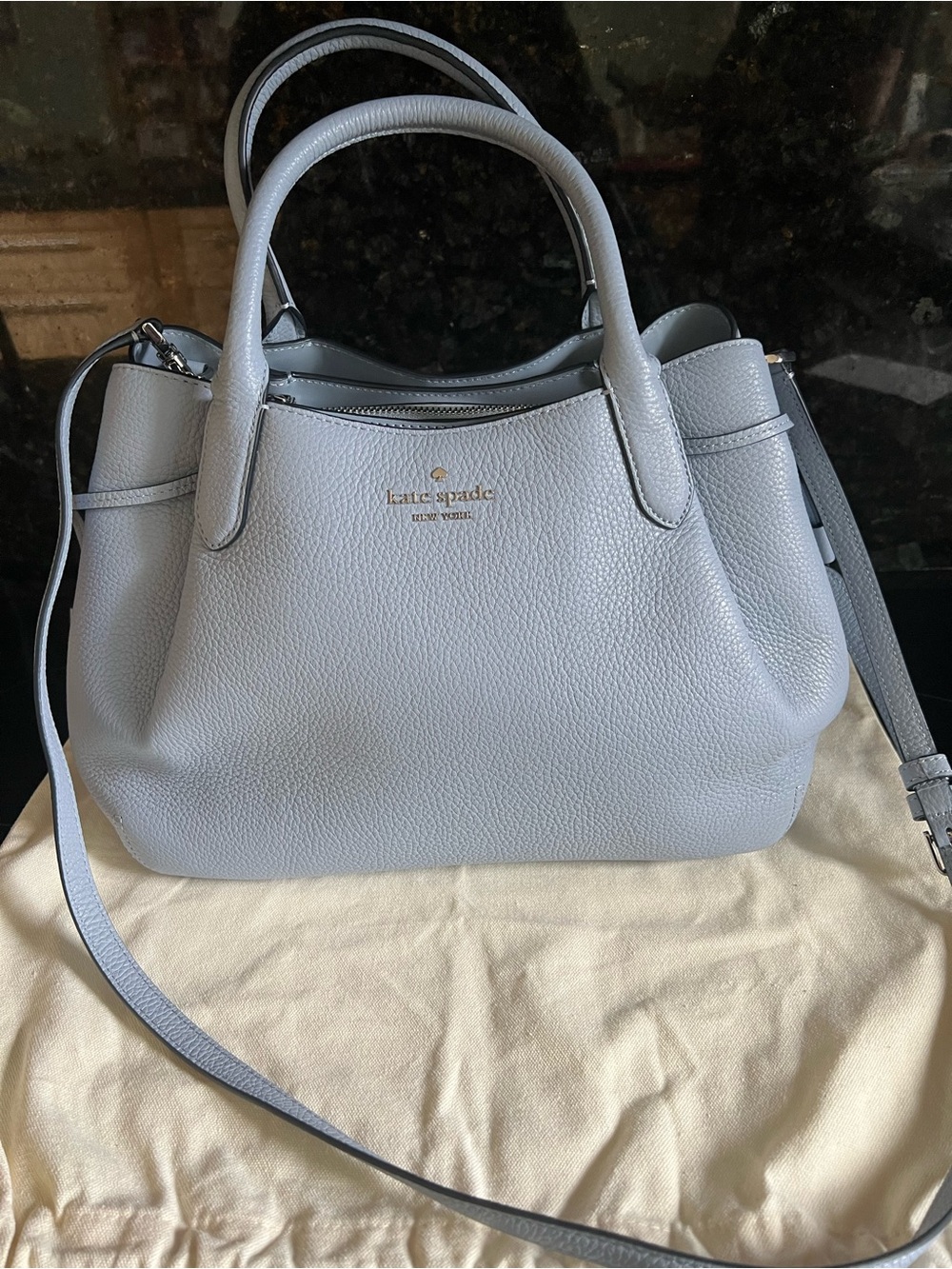 Kate Spade Pebbled Leather LARGE Dumpling Satchel - Muted Blue